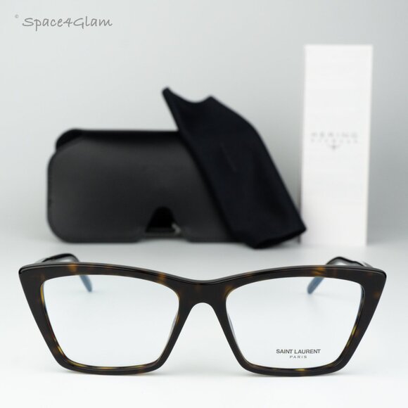 BRAND NEW Saint Laurent SL737 MICA THIN OPT 002 Havana Cat Eye Unisex Eyeglasses - Picture 2 of 9